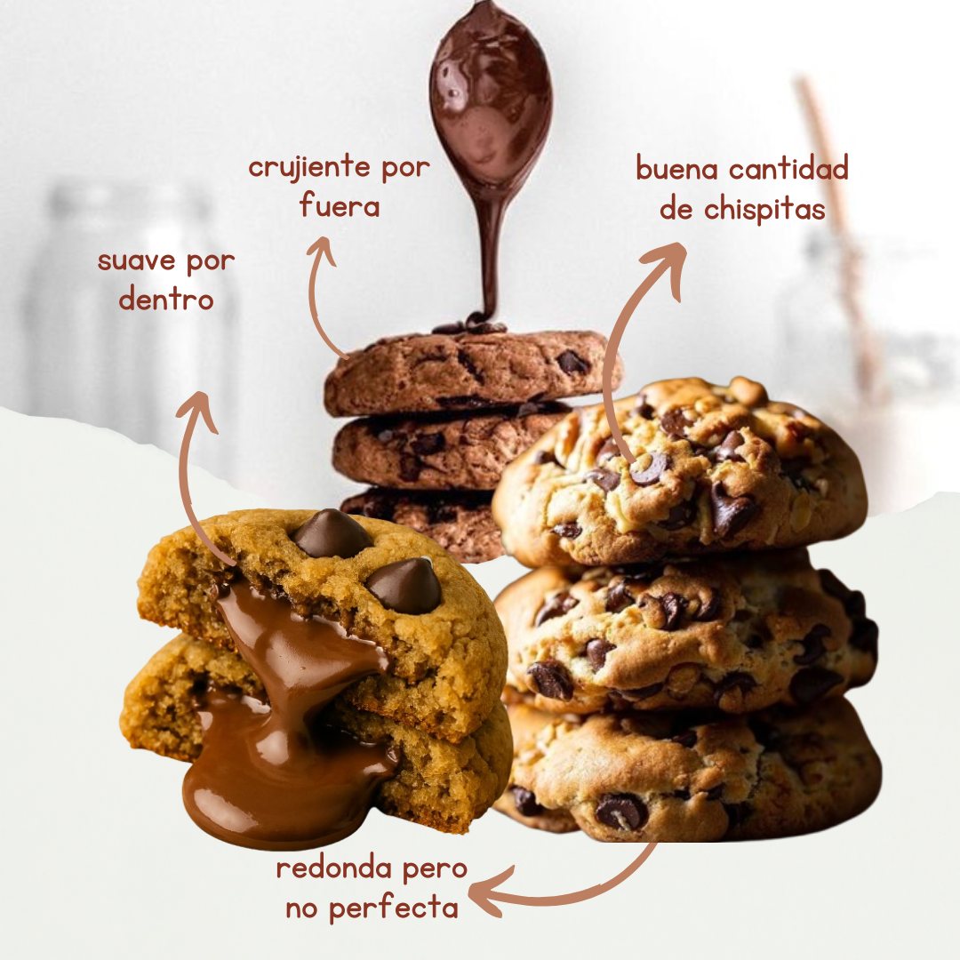 Cookies recién horneadas con sus ingredientes